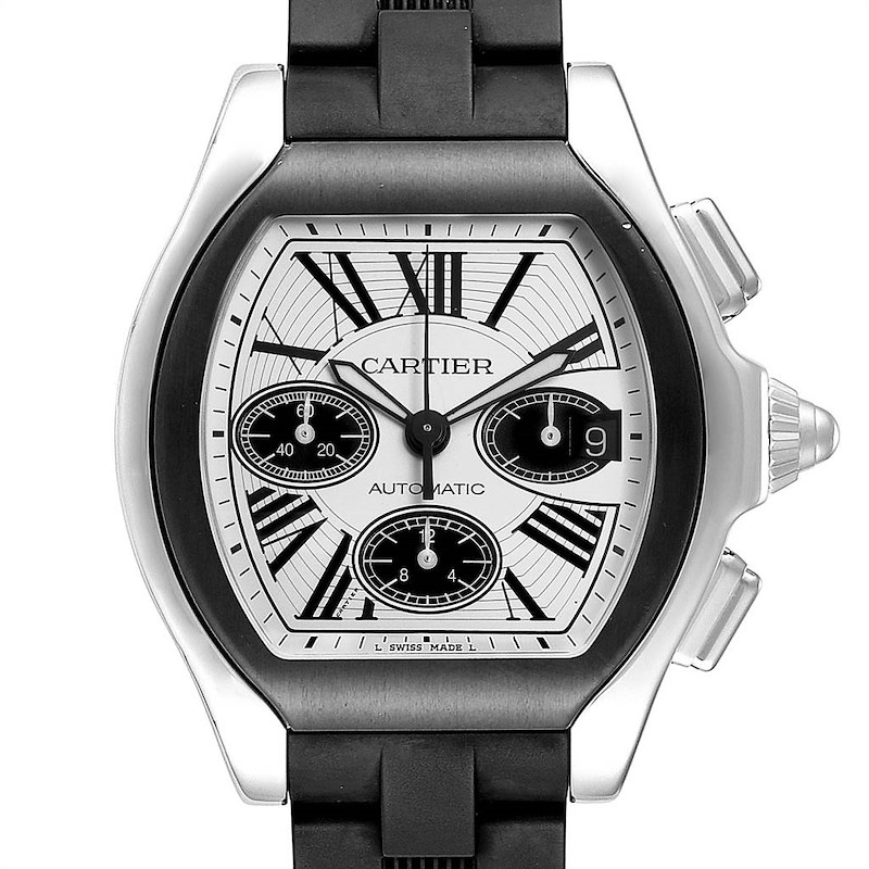 Cartier Roadster Rubber Strap Chronograph Mens Watch W6206020 SwissWatchExpo