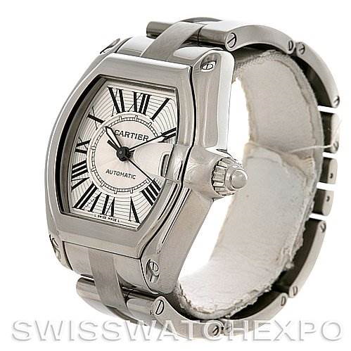 Cartier  Roadster Mens Steel Large Silver Dial W62025V3 SwissWatchExpo