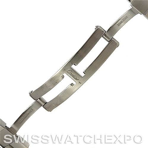 This image shows the stainless-steel bracelet links for a Cartier Roadster W62025V3 Men's Stainless Steel Silver Dial W62025V3 Men's Stainless Steel Silver Dial watch, viewed from a flat angle.