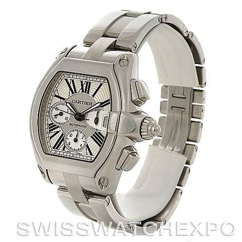 Cartier  Roadster Chronograph Mens W62019X6 Extra Strap SwissWatchExpo