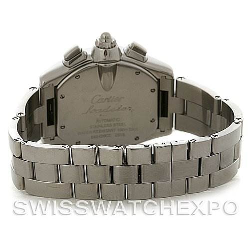 The image shows the back of a Cartier Roadster W62019X6 Men's Stainless Steel Silver Dial W62019X6 Men's Stainless Steel Silver Dial watch, highlighting the clasp and bracelet.