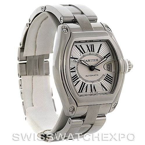 Cartier Roadster Mens Steel Large W62025V3 extra Strap SwissWatchExpo