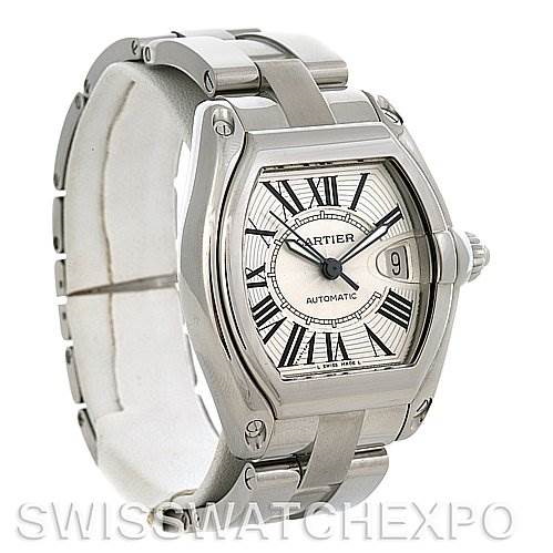 Cartier Roadster Mens Steel Large W62025V3 extra Strap SwissWatchExpo