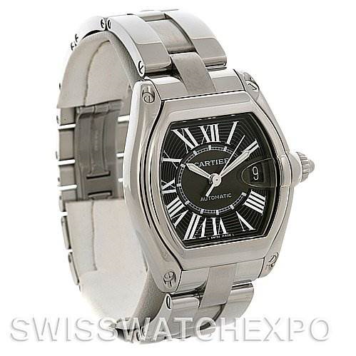 Cartier Roadster Mens Steel Large Black Dial W62041V3 SwissWatchExpo