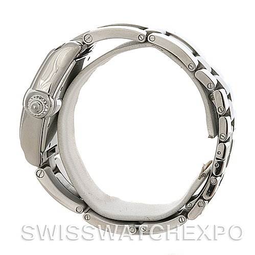 The image shows a side view of the Cartier Roadster W62025V3 Men's Stainless Steel Silver Dial W62025V3 Men's Stainless Steel Silver Dial watch, featuring the crown and part of the metal bracelet.