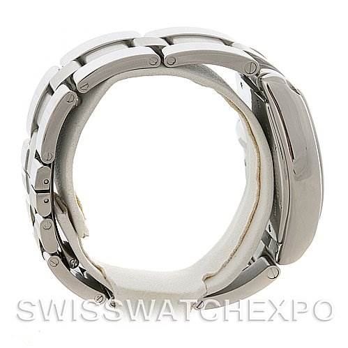 This image shows a side view of the Cartier Roadster W62002V3 Men's Stainless Steel Black Dial W62002V3 Men's Stainless Steel Black Dial watch, highlighting the bracelet links and case side.