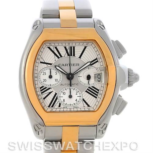 Photo of Cartier Roadster Chronograph Mens Steel and Yellow Gold Watch W62027Z1