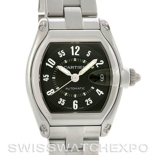 Photo of Cartier Roadster Large Mens Steel Black Dial Watch W62004V3