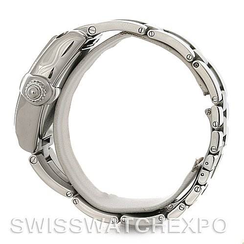 The image shows a side view of the Cartier Roadster W62032X6 Men's Stainless Steel Silver Dial W62032X6 Men's Stainless Steel Silver Dial watch, highlighting the crown and part of the bracelet.