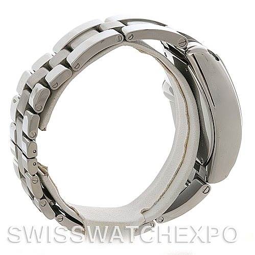 This image shows a side view of the band and case of the Cartier Roadster W62032X6 Men's Stainless Steel Silver Dial W62032X6 Men's Stainless Steel Silver Dial watch.