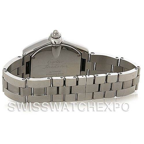 This image shows the back view and bracelet of the Cartier Roadster W62032X6 Men's Stainless Steel Silver Dial W62032X6 Men's Stainless Steel Silver Dial watch.