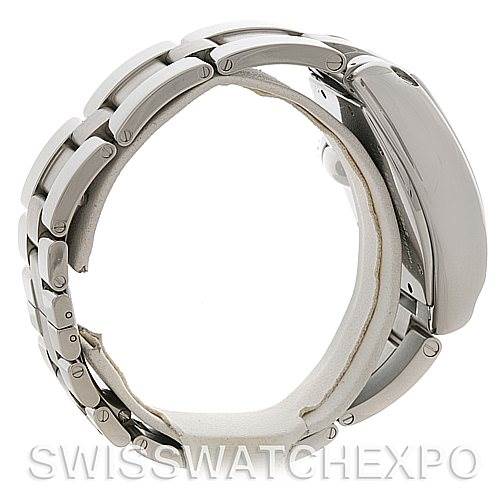 The image shows a side angle of the Cartier Roadster W62019X6 Men's Stainless Steel Silver Dial W62019X6 Men's Stainless Steel Silver Dial watch, highlighting its bracelet and case.