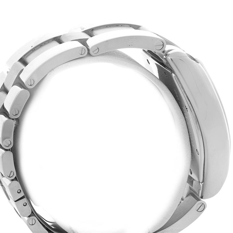 This image shows a side view of the links and case of the Cartier Roadster W62004V3 Men's Stainless Steel Black Dial W62004V3 Men's Stainless Steel Black Dial watch bracelet.