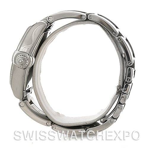 The image shows a side view of the Cartier Roadster W62025V3 Men's Stainless Steel Silver Dial W62025V3 Men's Stainless Steel Silver Dial watch, highlighting the crown, case, and part of the bracelet.