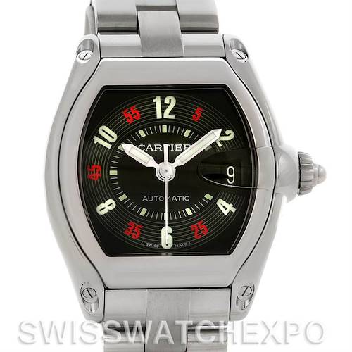 Photo of Cartier Roadster Large Mens Steel Black Dial W62002V3 Watch