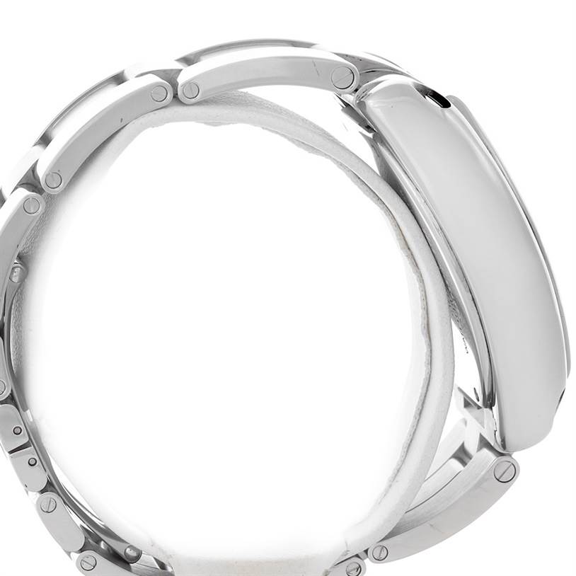 The image shows a side view of the Roadster model by Cartier, highlighting the bracelet and clasp closure.