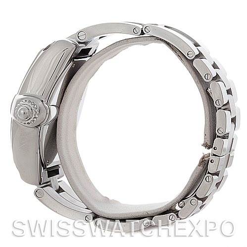 This image shows the side view of the Cartier Roadster W62032X6 Men's Stainless Steel Silver Dial W62032X6 Men's Stainless Steel Silver Dial watch, including its case and bracelet details.