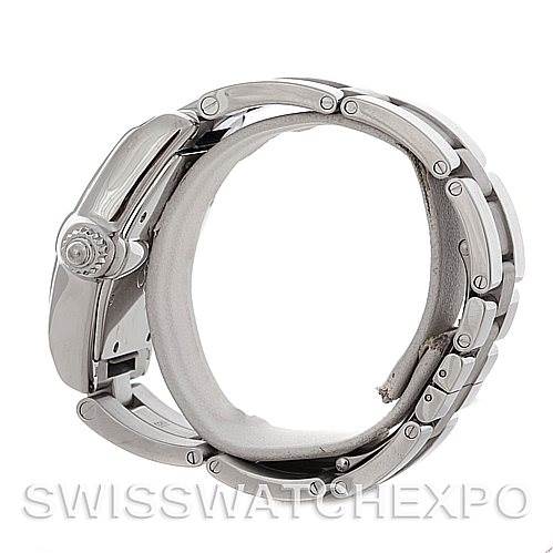 This image shows a side view of the Cartier Roadster W62025V3 Men's Stainless Steel Silver Dial W62025V3 Men's Stainless Steel Silver Dial watch, highlighting the bracelet and the crown.