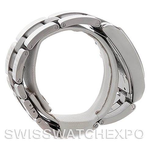 The image shows the side and clasp of a Cartier Roadster W62025V3 Men's Stainless Steel Silver Dial W62025V3 Men's Stainless Steel Silver Dial watch, highlighting its bracelet links and deployment clasp.