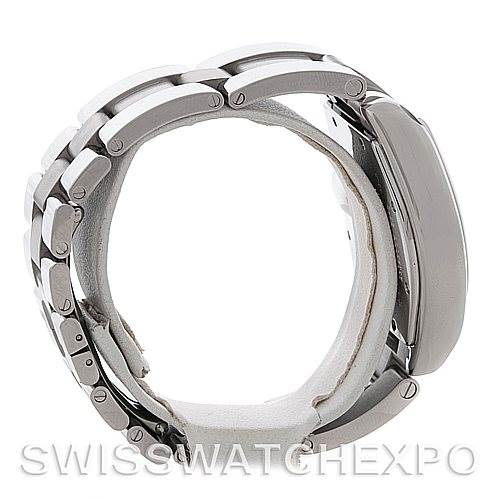 This image shows a side view of the Cartier Roadster W62025V3 Men's Stainless Steel Silver Dial W62025V3 Men's Stainless Steel Silver Dial watch, focusing on its bracelet and the side of the watch case.