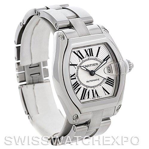 Cartier Roadster Mens Steel Large Watch W62025V3 SwissWatchExpo