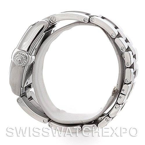 This image shows the side view and band of a Cartier Roadster W62025V3 Men's Stainless Steel Silver Dial W62025V3 Men's Stainless Steel Silver Dial watch, highlighting its crown, case, and bracelet.