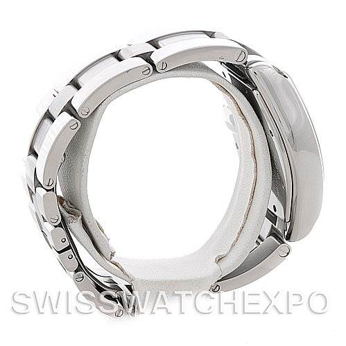 The image shows the side and back view of the Cartier Roadster W62025V3 Men's Stainless Steel Silver Dial W62025V3 Men's Stainless Steel Silver Dial watch, highlighting the metal bracelet and clasp.