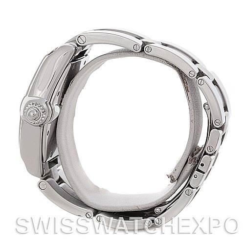 This image shows a side view of the Cartier Roadster W62025V3 Men's Stainless Steel Silver Dial W62025V3 Men's Stainless Steel Silver Dial watch, highlighting the crown, case side, and part of the bracelet.