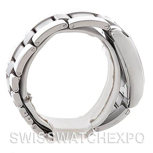 This is a side view of the Cartier Roadster W62025V3 Men's Stainless Steel Silver Dial W62025V3 Men's Stainless Steel Silver Dial watch, showcasing the bracelet and case profile.