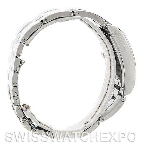 This image shows a side view of the Cartier Roadster W62025V3 Men's Stainless Steel Silver Dial W62025V3 Men's Stainless Steel Silver Dial watch, highlighting its bracelet and case.