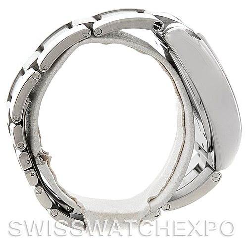 This image shows a side view of a Cartier Roadster W62019X6 Men's Stainless Steel Silver Dial W62019X6 Men's Stainless Steel Silver Dial watch, highlighting the strap and casing.