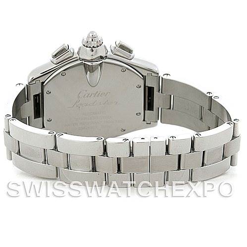 The image shows the back view of the Cartier Roadster W62019X6 Men's Stainless Steel Silver Dial W62019X6 Men's Stainless Steel Silver Dial watch, including the bracelet and clasp.