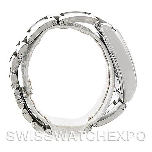 The image shows a side profile of a Cartier Roadster 2510 210317CE Men's Stainless Steel Silver Dial 2510 210317CE Men's Stainless Steel Silver Dial watch, highlighting its bracelet and case.