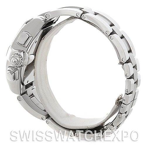 This image shows a side view of a Cartier Roadster W62019X6 Men's Stainless Steel Silver Dial W62019X6 Men's Stainless Steel Silver Dial watch, highlighting the bracelet and crown.