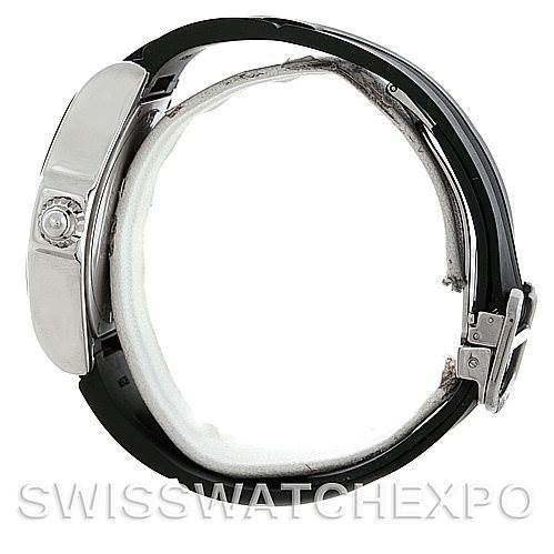 This image shows a side view of the Cartier Roadster W6206018 Men's Stainless Steel Silver Dial W6206018 Men's Stainless Steel Silver Dial watch, featuring the crown, case, and partially open bracelet.