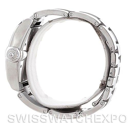 This image shows a side view of the Cartier Roadster W62025V3 Men's Stainless Steel Silver Dial W62025V3 Men's Stainless Steel Silver Dial watch, focusing on the case, bezel, and bracelet.