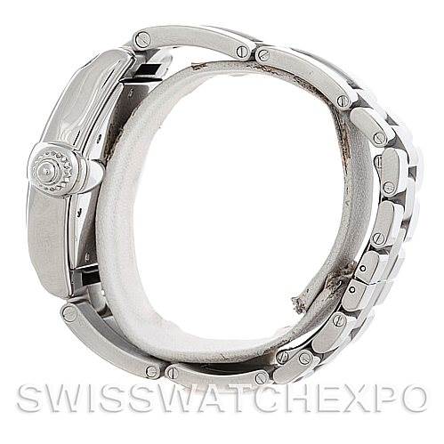 Side view of the Cartier Roadster W62025V3 Men's Stainless Steel Silver Dial W62025V3 Men's Stainless Steel Silver Dial model, showing the bracelet and crown.