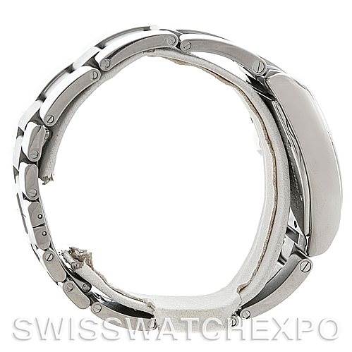 The image shows a side view of a Cartier Roadster W62025V3 Men's Stainless Steel Silver Dial W62025V3 Men's Stainless Steel Silver Dial watch, highlighting the bracelet and watch case.