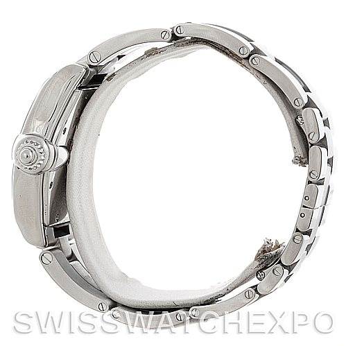 The image shows a side view of the Cartier Roadster W62025V3 Men's Stainless Steel Silver Dial W62025V3 Men's Stainless Steel Silver Dial watch, highlighting the case, crown, and bracelet links.