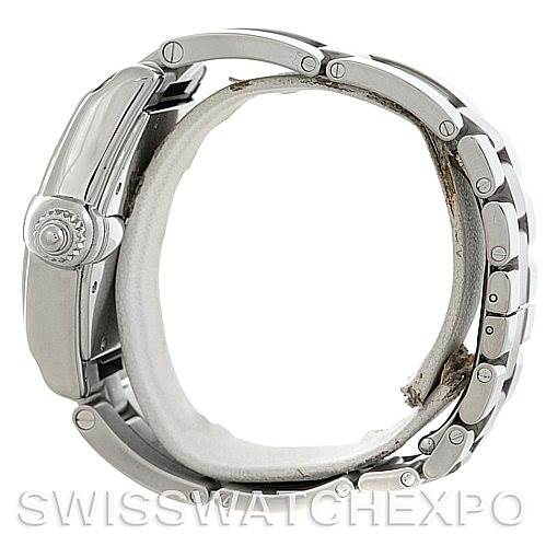 The image shows a side view of a Cartier Roadster W62041V3 Men's Stainless Steel Black Dial W62041V3 Men's Stainless Steel Black Dial watch, highlighting the crown and part of the bracelet.