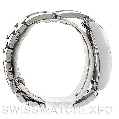 The image shows a side view of the Cartier Roadster W62025V3 Men's Stainless Steel Silver Dial W62025V3 Men's Stainless Steel Silver Dial watch, displaying its case and bracelet.