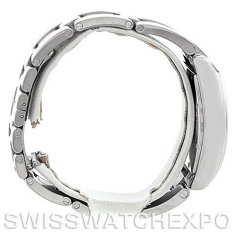 The image displays a side view of the Cartier Roadster W62004V3 Men's Stainless Steel Black Dial W62004V3 Men's Stainless Steel Black Dial model watch, focusing on its case and metal bracelet.