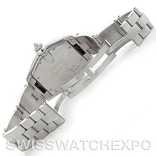 The image shows the back side of a Cartier Roadster W62004V3 Men's Stainless Steel Black Dial W62004V3 Men's Stainless Steel Black Dial watch, highlighting the clasp and part of the bracelet.