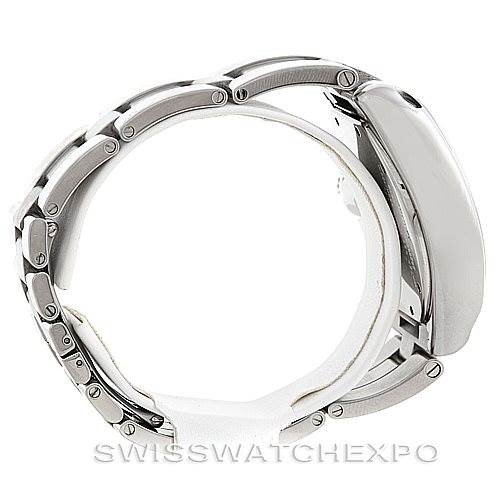 The image shows a side angle of the Cartier Roadster W62019X6 Men's Stainless Steel Silver Dial W62019X6 Men's Stainless Steel Silver Dial model watch, highlighting the bracelet and profile view.