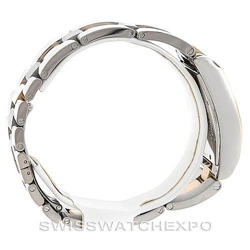 The image shows a side profile view of the Cartier Roadster W62031Y4 Men's Steel and Gold (two tone) Silver Dial W62031Y4 Men's Steel and Gold (two tone) Silver Dial watch, focusing on the bracelet and the case side.