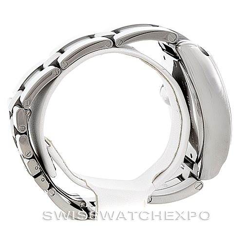 The image shows a side view of the Cartier Roadster W62007X6 Men
s Stainless Steel Black Dial W62007X6 Men
s Stainless Steel Black Dial watch, highlighting its stainless steel bracelet and case profile.