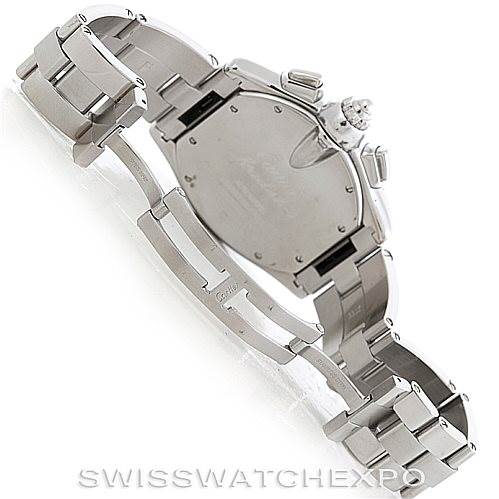 The image shows the back and both sides of the bracelet of a Cartier Roadster W62007X6 Men
s Stainless Steel Black Dial W62007X6 Men
s Stainless Steel Black Dial watch.