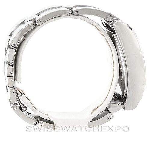 The image shows a side profile of the Cartier Roadster W62032X6 Men's Stainless Steel Silver Dial W62032X6 Men's Stainless Steel Silver Dial watch focusing on the bracelet and case.