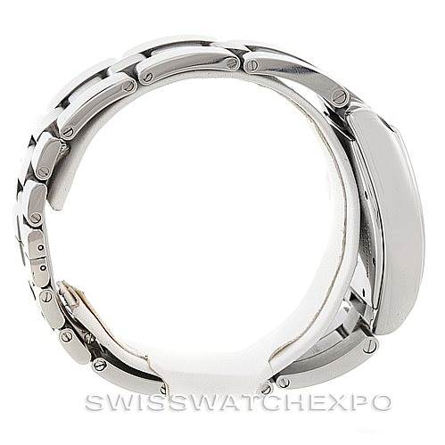 The image shows a side view of the Cartier Roadster W62025V3 Men's Stainless Steel Silver Dial W62025V3 Men's Stainless Steel Silver Dial watch, highlighting its bracelet and case profile.