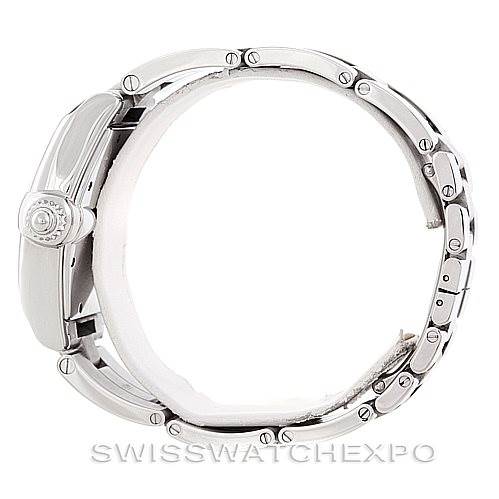 The image shows a side view of a Cartier Roadster W62025V3 Men's Stainless Steel Silver Dial W62025V3 Men's Stainless Steel Silver Dial watch, featuring the case, crown, and bracelet.